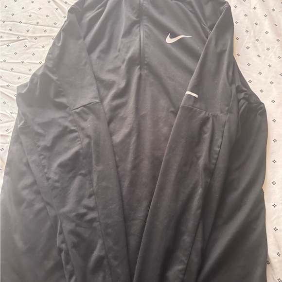 Nike Black Long Sleeve Athletic Quarter-Zip Top with White Swoosh - Picture 6 of 7